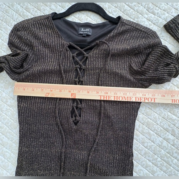 Bardot for Anthropologie | Romeo Lace-Up Midi Dress | Black & Gold | Size 8 - Picture 12 of 16